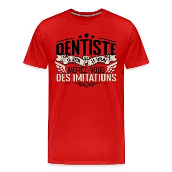 Dentiste cadeau Dentiste le vrai Dentiste - T-shirt bio Premium Homme - rouge - Devant - Damien (186cm)