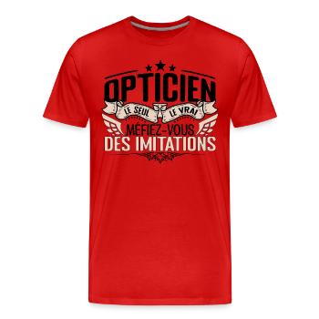 Opticien cadeau Opticien le vrai Opticien - T-shirt bio Premium Homme - rouge - Devant - Damien (186cm)