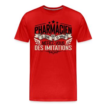 Pharmacien cadeau Pharmacien le vrai Pharmacien - T-shirt bio Premium Homme - rouge - Devant - Damien (186cm)