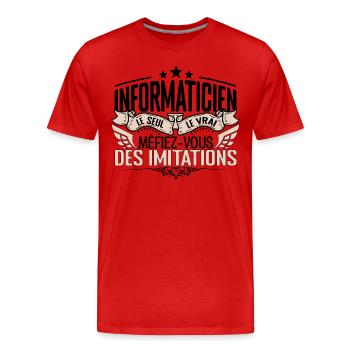 Informaticien cadeau Informaticien le vrai Informa - T-shirt bio Premium Homme - rouge - Devant - Damien (186cm)