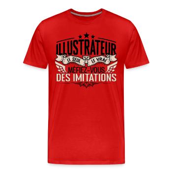 Illustrateur cadeau Illustrateur le vrai Illustrat - T-shirt bio Premium Homme - rouge - Devant - Damien (186cm)