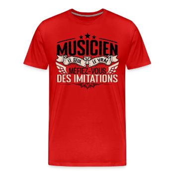 Musicien cadeau Musicien le vrai Musicien - T-shirt bio Premium Homme - rouge - Devant - Damien (186cm)