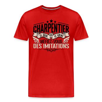 Charpentier cadeau Charpentier le vrai Charpentier - T-shirt bio Premium Homme - rouge - Devant - Damien (186cm)