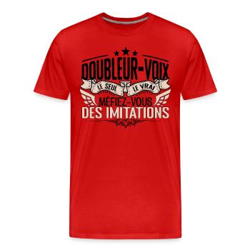 Doubleur voix cadeau Doubleur voix le vrai Doubleu - T-shirt bio Premium Homme - rouge - Devant - Damien (186cm)