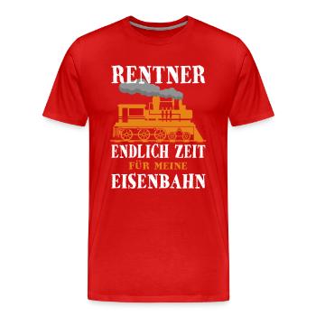 Rentner Eisenbahn Dampflok Lokführer - Männer Premium Bio T-Shirt - Rot - Vorne - Damien (186cm)
