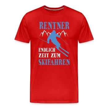 Rentner Skifahren Hobby - Männer Premium Bio T-Shirt - Rot - Vorne - Damien (186cm)