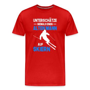 Rentner Skier Hobby Wintersport - Männer Premium Bio T-Shirt - Rot - Vorne - Damien (186cm)