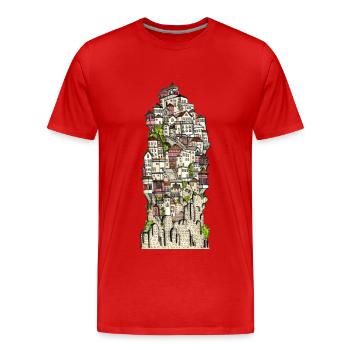 cityscape - Men's Premium Organic T-Shirt - red - Front - Damien (186cm)