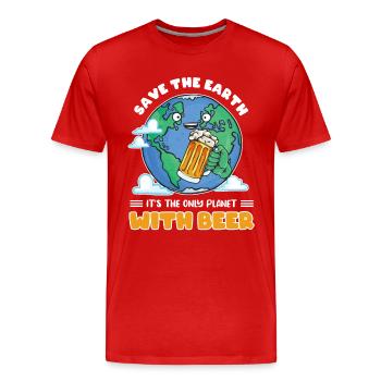 Save the earth its the only planet with beer - Männer Premium Bio T-Shirt - Rot - Vorne - Damien (186cm)