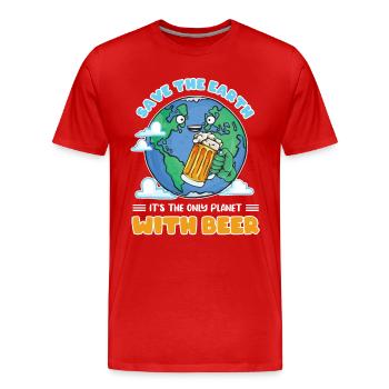 Save the earth its the only planet with beer - Männer Premium Bio T-Shirt - Rot - Vorne - Damien (186cm)