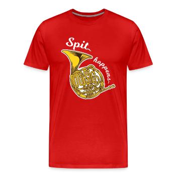 Horn French horn | Spit Happens - Men's Premium Organic T-Shirt - red - Front - Damien (186cm)