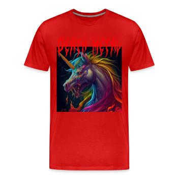 Death Metal Licorne Rose - T-shirt bio Premium Homme - rouge - Devant - Damien (186cm)