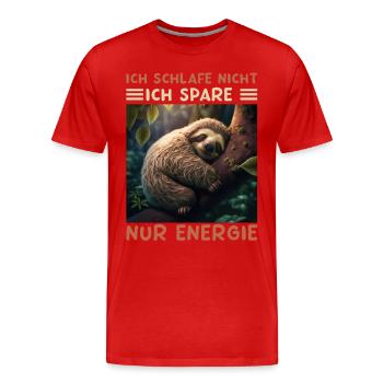 Ich Schlafe Nicht Ich Spare Energie - Männer Premium Bio T-Shirt - Rot - Vorne - Damien (186cm)