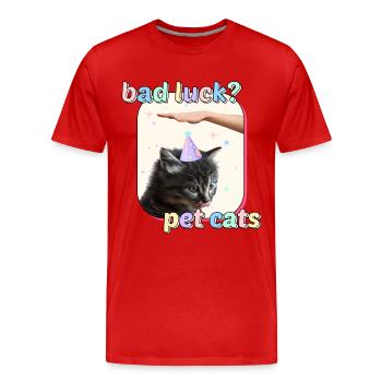 Cat Memes - Bad Luck Pet Cats - Men's Premium Organic T-Shirt - red - Front - Damien (186cm)