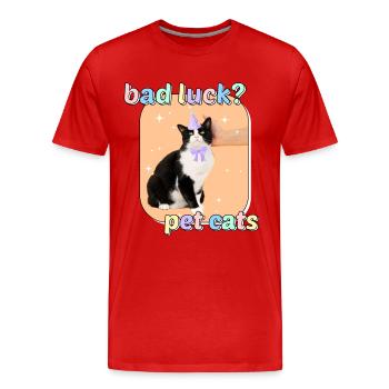Cat Memes - Bad Luck Pet Cats - Men's Premium Organic T-Shirt - red - Front - Damien (186cm)