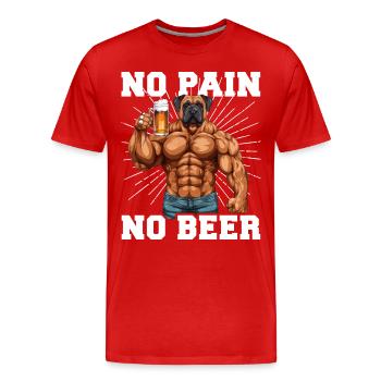 Bodybuilder Gym Bier No Pain No Beer - Men's Premium Organic T-Shirt - red - Front - Damien (186cm)