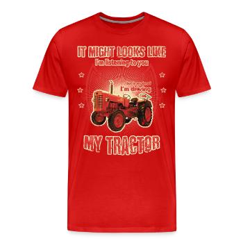 Mais dans ma tête je conduis mon sang-froid tracteur TRACTEUR - T-shirt bio Premium Homme - rouge - Devant - Damien (186cm)