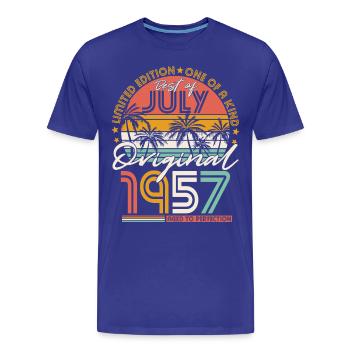 Juillet 1957 Vintage Anniversaire Rétro - T-shirt bio Premium Homme - bleu roi - Devant - Damien (186cm)