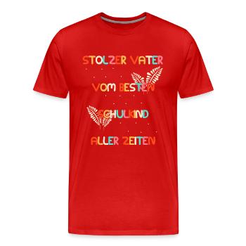 Stolzer Vater vom besten Schulkind - Schulbeginn - Männer Premium Bio T-Shirt - Rot - Vorne - Damien (186cm)