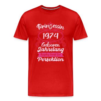 Prinzessin seit 1974 Geburtstag 1974 - Männer Premium Bio T-Shirt - Rot - Vorne - Damien (186cm)