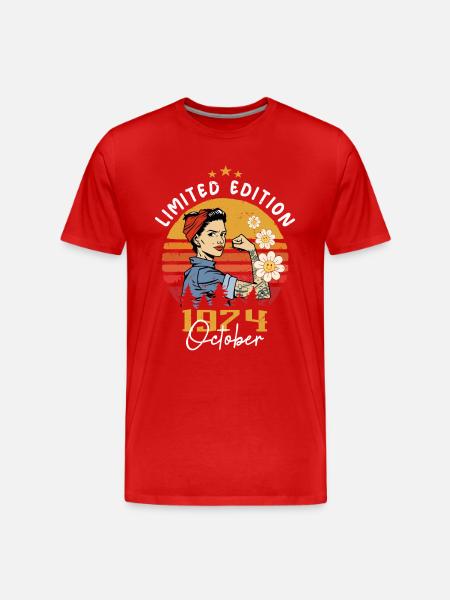 Octobre 1974 Naissance | Octobre 1974 - T-shirt bio Premium Homme - rouge