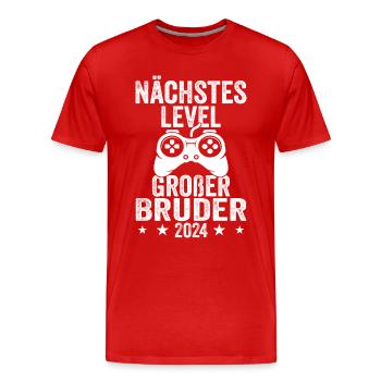 Nächste Level Großer Bruder 2024 - Männer Premium Bio T-Shirt - Rot - Vorne - Damien (186cm)