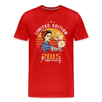 9 years old - Born in February 2015 - Men's Premium Organic T-Shirt - red - Front - Damien (186cm)
