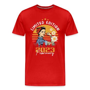 1 years old - Born in February 2023 - Men's Premium Organic T-Shirt - red - Front - Damien (186cm)