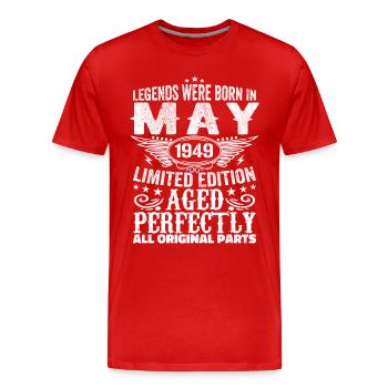 Mai 1949 Geburtstagsgeschenk Mai 1949 Mai - Männer Premium Bio T-Shirt - Rot - Vorne - Damien (186cm)