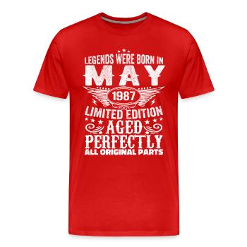 Mai 1987 Geburtstagsgeschenk Mai 1987 Mai - Männer Premium Bio T-Shirt - Rot - Vorne - Damien (186cm)
