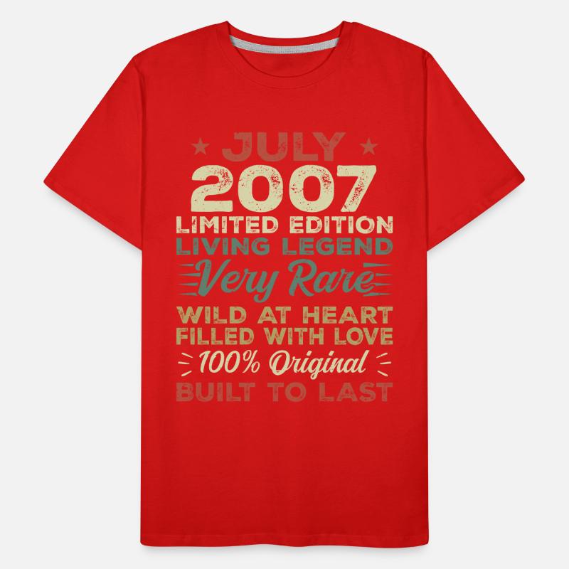 Geschenk Juli 2007 Jubiläum Juli 2007 Geburtstag Männer Premium Bio T-Shirt
