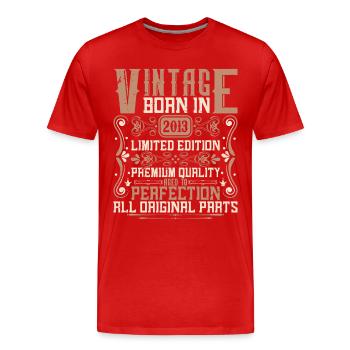 2013 Anniversaire Millésime 2013 Né Millésime 2013 - T-shirt bio Premium Homme - rouge - Devant - Damien (186cm)
