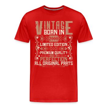 2000 Anniversaire Vintage 2000 Né Millésime 2000 - T-shirt bio Premium Homme - rouge - Devant - Damien (186cm)