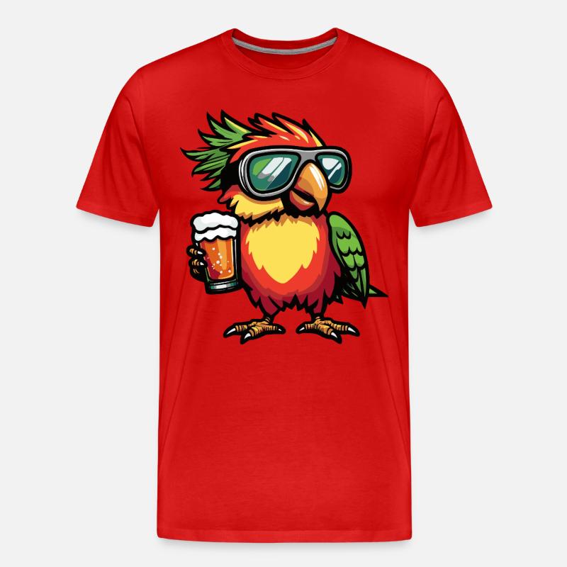 Papagai Apres Ski Bier Comic - Männer Premium Bio T-Shirt - Rot