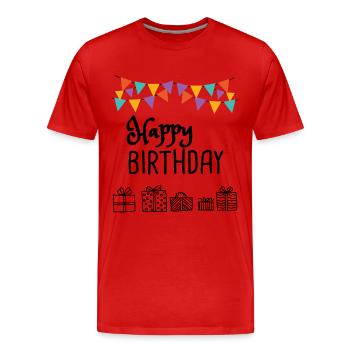 Happy Birthday T-Shirt - Men's Premium Organic T-Shirt - red - Front - Damien (186cm)