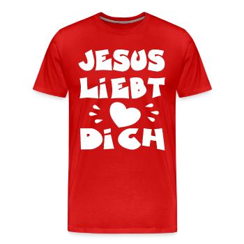 Jesus liebt dich - Männer Premium Bio T-Shirt - Rot - Vorne - Damien (186cm)