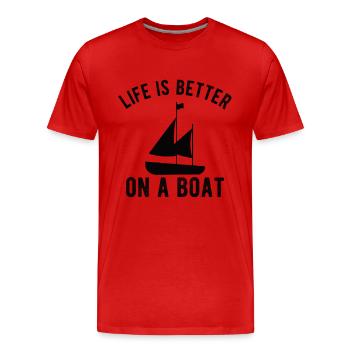 BATEAU: La vie est meilleure sur un bateau - T-shirt bio Premium Homme - rouge - Devant - Damien (186cm)