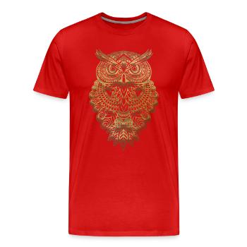 Owl Owl Graphic Graphic Art Gift Mandala - Men's Premium Organic T-Shirt - red - Front - Damien (186cm)