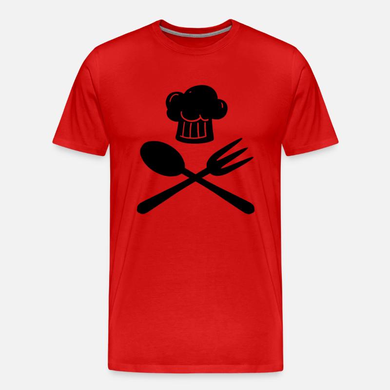Gabel und Löffel - Männer Premium Bio T-Shirt - Rot