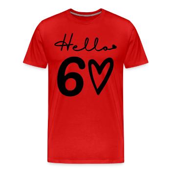 hello 60. 60th birthday - Men's Premium Organic T-Shirt - red - Front - Damien (186cm)