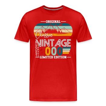 Born 2000 22nd Birthday Gift August Fun - Men's Premium Organic T-Shirt - red - Front - Damien (186cm)