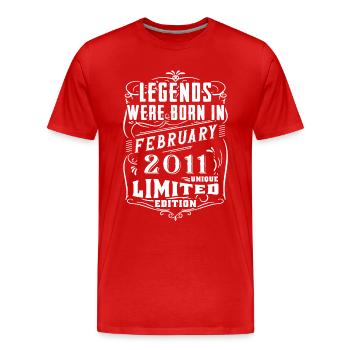 Anniversaire Février 2011 Année Edition Limitée - T-shirt bio Premium Homme - rouge - Devant - Damien (186cm)