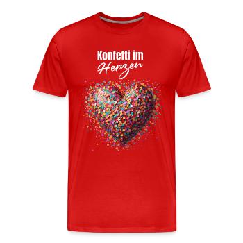 Karneval Konfetti im Herzen Herz Köln Kölle Alaaf - Männer Premium Bio T-Shirt - Rot - Vorne - Damien (186cm)