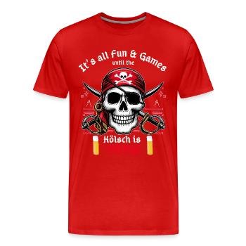 Carnaval Pirate Squelette Kölsch Cologne Cologne Alaaf Fun - T-shirt bio Premium Homme - rouge - Devant - Damien (186cm)