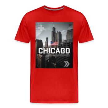 Chicago - Men's Premium Organic T-Shirt - red - Front - Damien (186cm)