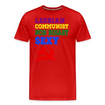 Lesbian communist non binary and sexy - Men's Premium Organic T-Shirt - red - Front - Damien (186cm)