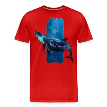 Ocean Majesty: Elegant Blue Whale - Men's Premium Organic T-Shirt - red - Front - Damien (186cm)