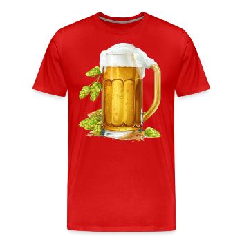 Frostiges Bier im Krug mit Hopfen und Gerste - Männer Premium Bio T-Shirt - Rot - Vorne - Damien (186cm)