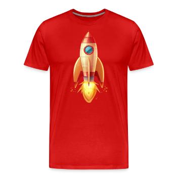 Retro rocket launches in two-dimensional illustration - Men's Premium Organic T-Shirt - red - Front - Damien (186cm)