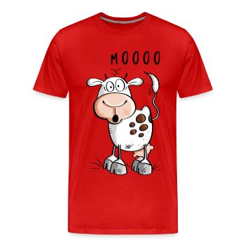 Mooo Kuh Comic - Kühe - Männer Premium Bio T-Shirt - Rot - Vorne - Damien (186cm)